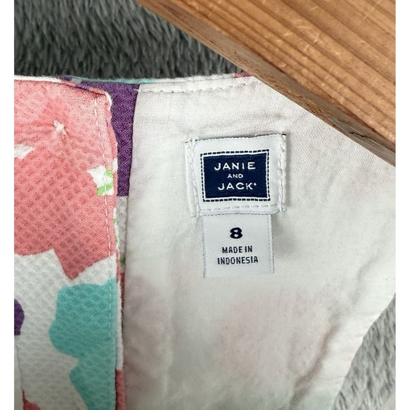 Janie and Jack Dress Girls 8 Floral Bow Sleeveless Button Back Cotton Easter - Picture 6 of 9